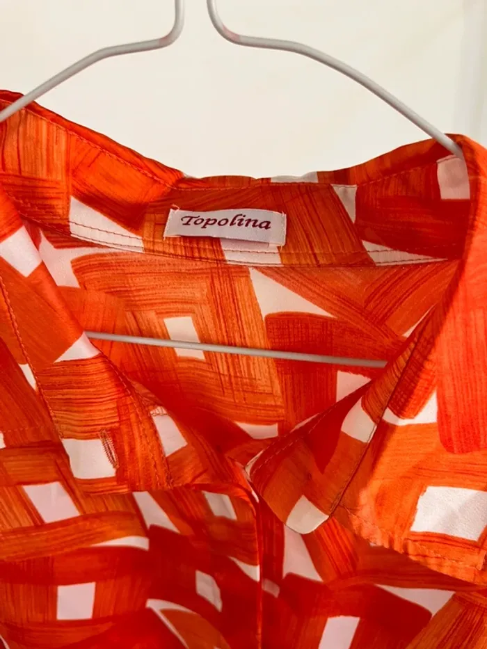 Ensemble chemise pantalon orange satiné Topolina - photo numéro 2
