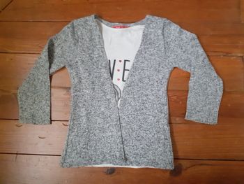 Sweet blanc motif licorne imitation veste grise chinée