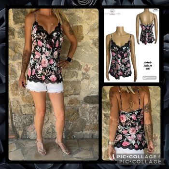 🖤 Top lingerie fleuri noir et rose – Aubade – Taille 38 SOLDÉ -20% (vidéo portée dispo ) 🖤