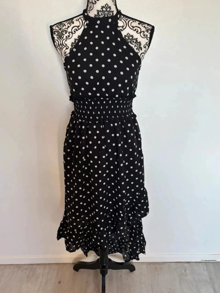 Robe asymétrique style vintage à pois XS - photo numéro 3