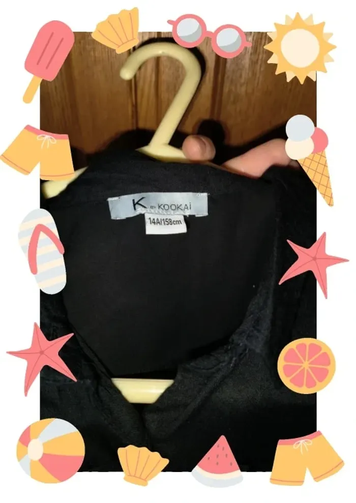 Top noir boutonné sans manche à noué 14 ans - photo numéro 9