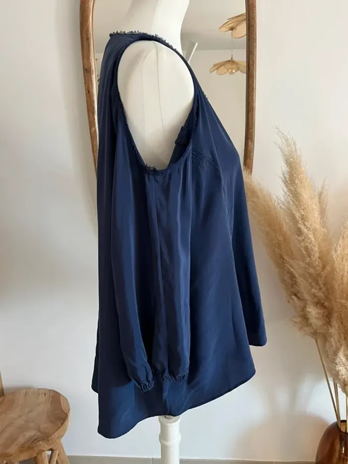 Blouse en soie bleu marine ChelseaFlower - photo numéro 5