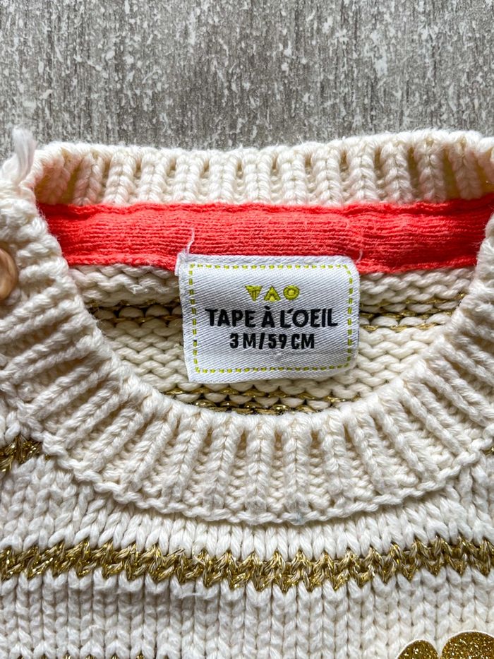 Pull à rayures en maille Tape à l’œil bébé fille taille 3 mois - photo numéro 4