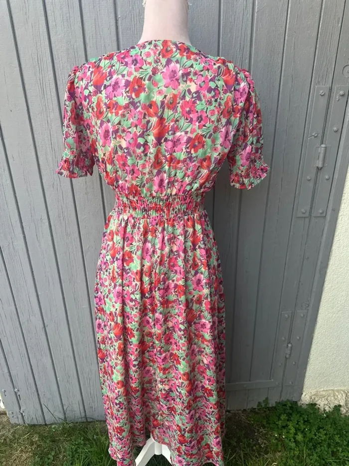 Robe longue été manches courtes fleurie coloré décolleté promod - photo numéro 5