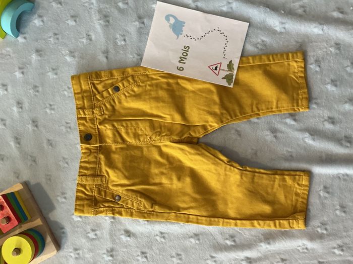 pantalon léger jaune obaibi 6 mois taille réglable - photo numéro 3