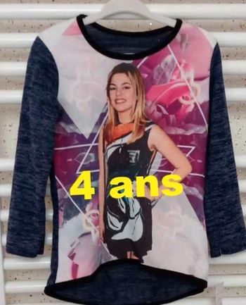 Tee  shirt manche  longue  gris motif  Louane multicolore Taille 4 ans