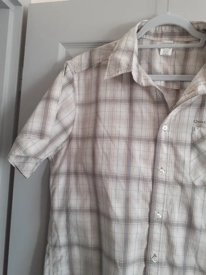Chemise homme à carreaux beige gris bleu taille XL - photo numéro 3
