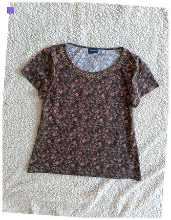 T-shirt Terre Bleue à strass old school vintage – Taille 46