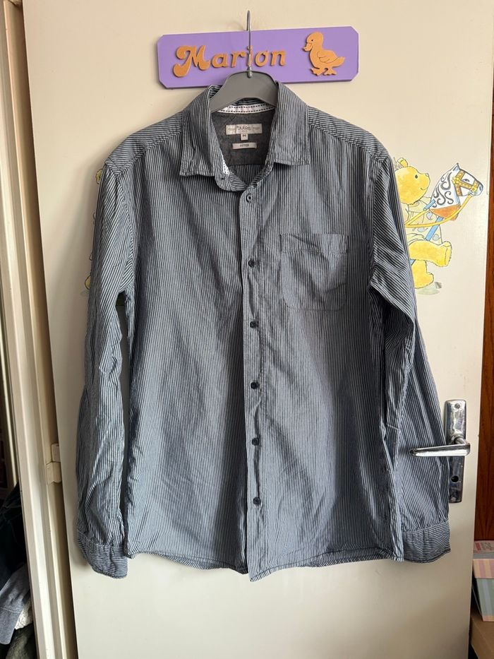 Chemise à rayures grise et blanche, taille M, marque Jules - photo numéro 1