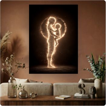 Affiche “Amour Maternel” poster silhouette mère enfant lumière déco murale A3 Sans cadre