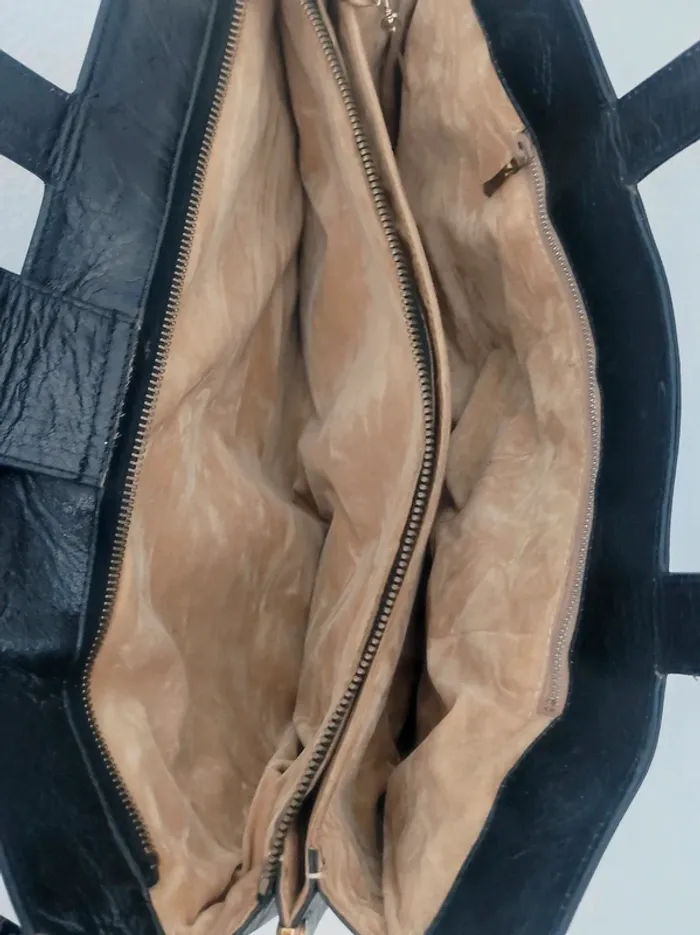 Sac à main cartable cuir noir 80-90 vintage - 36×21×10cm - photo numéro 4