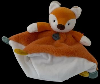 ❤️B4241 Doudou Plat Mouchoir Renard Balthazar Orange Blanc BABY NAT Babynat
