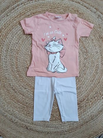 Tenue tee shirt Marie et legging blanc 2 ans