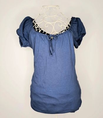 Top bleu épaules dénudé S