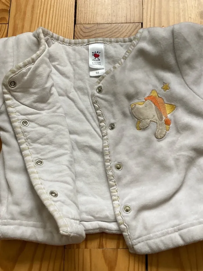 Veste chaude boutonnée 6 mois coton velour snoopy - photo numéro 3