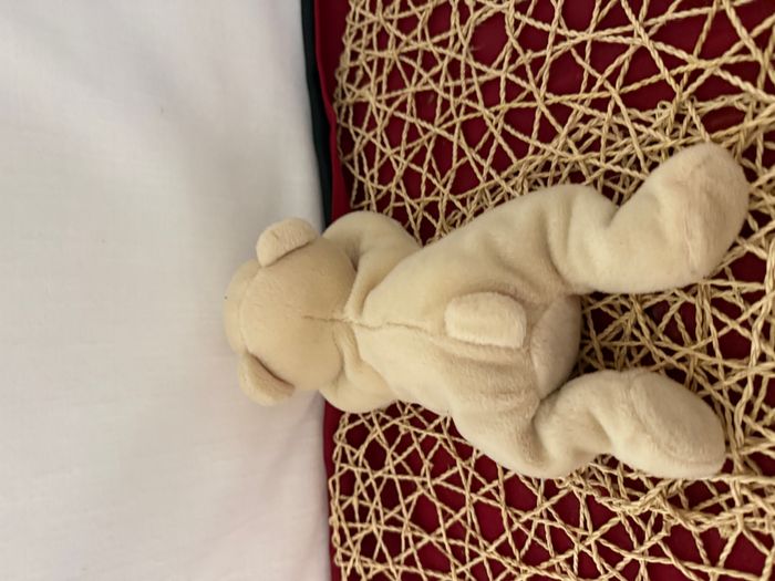 doudou peluche ours ecru beige billes - photo numéro 3