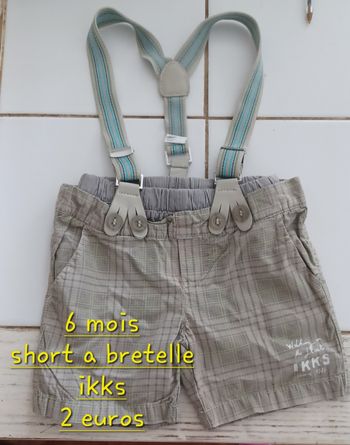 Short à bretelles old school 6 mois