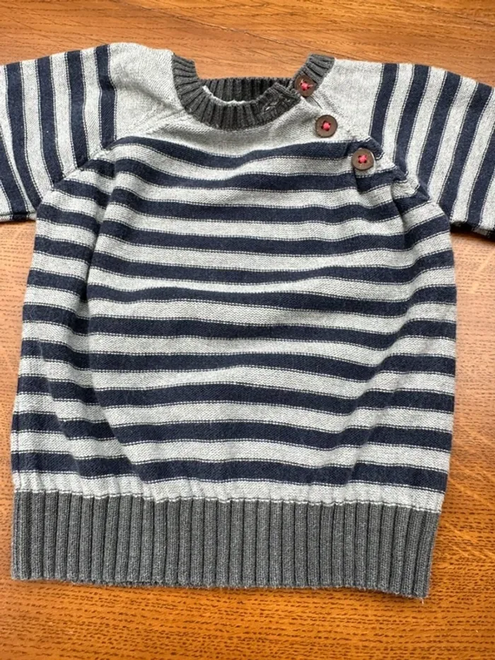 Pull fin rayé gris Pat et Ripaton 3 mois - photo numéro 4
