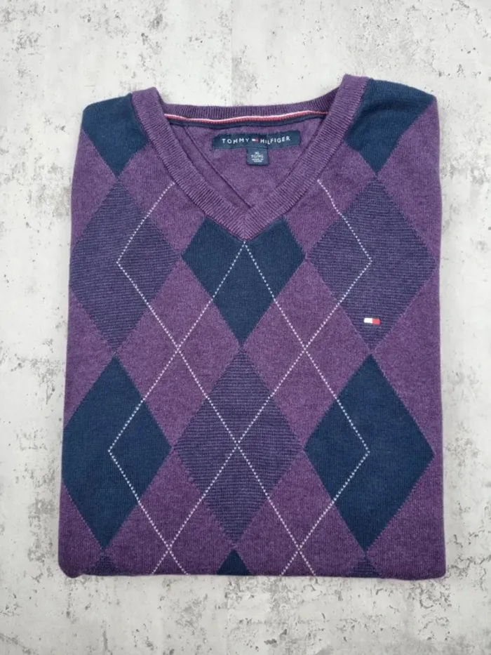 Pull col V Tommy Hilfiger violet, XL Hommes - photo numéro 2