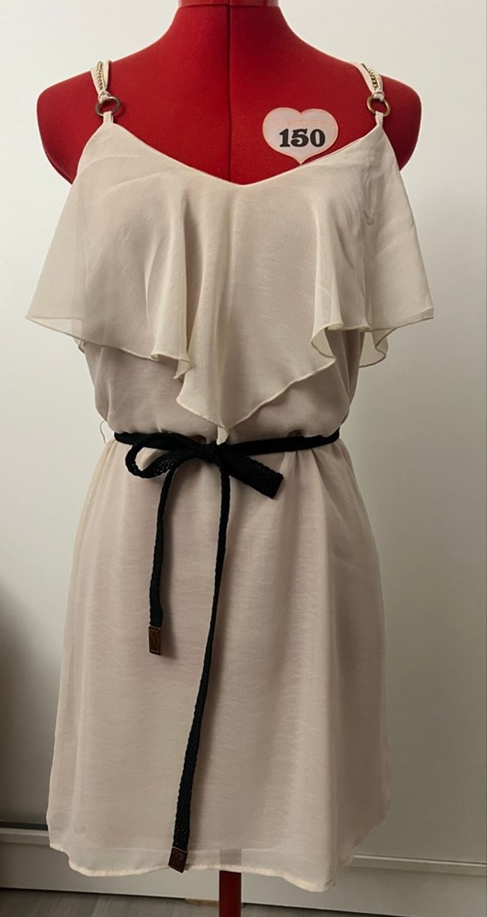 Robe à volants ceinturée beige TDC - photo numéro 3