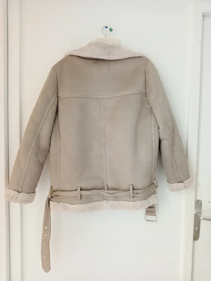 Manteau perfecto oversize en daim femme - photo numéro 4