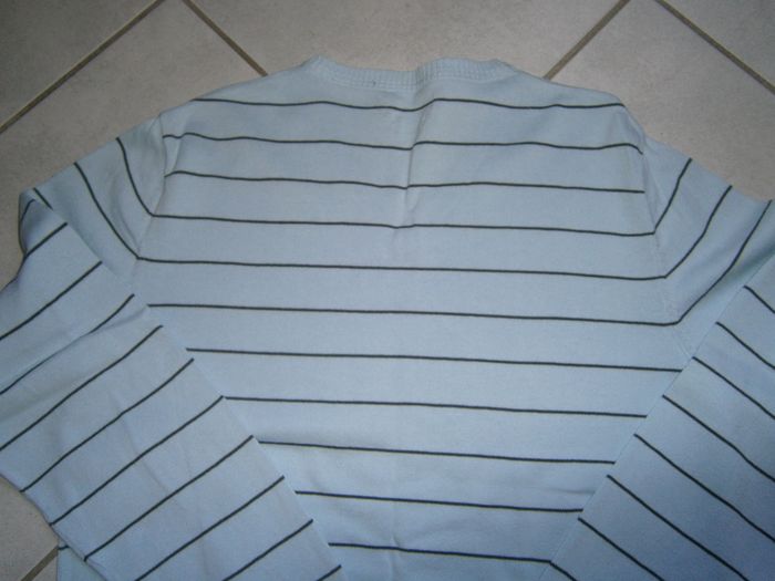 Pull ML bleu ciel rayé gris CELIO Taille L - photo numéro 7