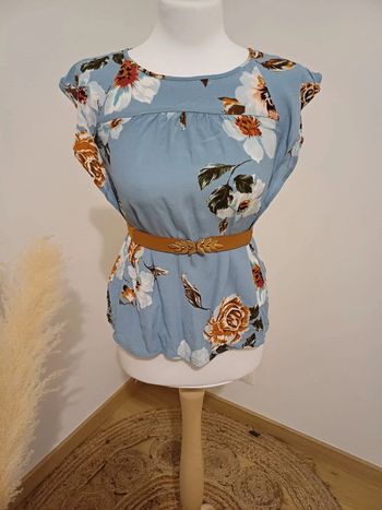 Blouse bleue claire Fleurie Promod taille S 36