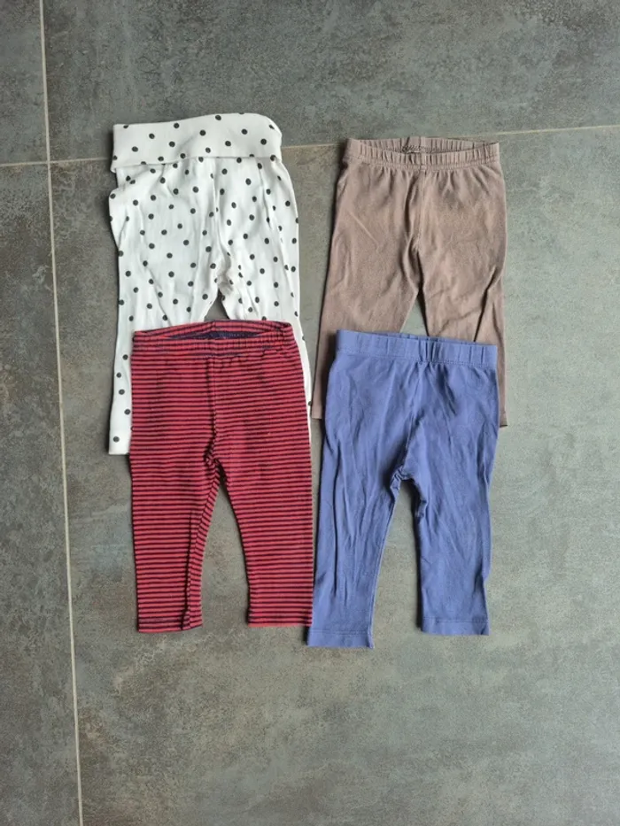 Lot 4 leggings 6 mois fille