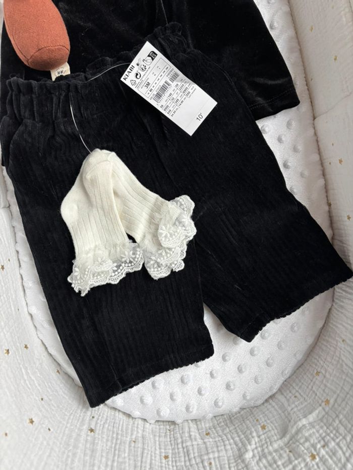 Ensemble noir velours et dentelle fille - photo numéro 3