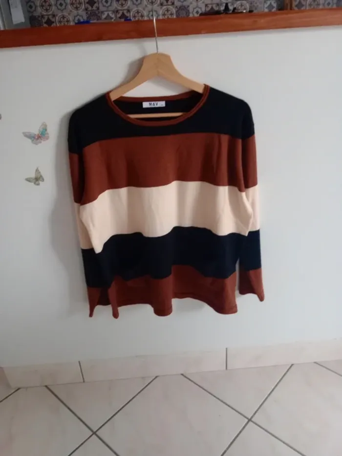 Pull / Sweat femme M à rayures larges c87 - photo numéro 10