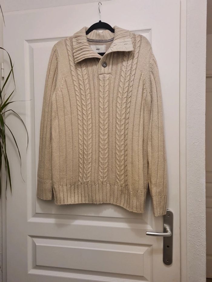 Pull torsades Celio beige - photo numéro 2