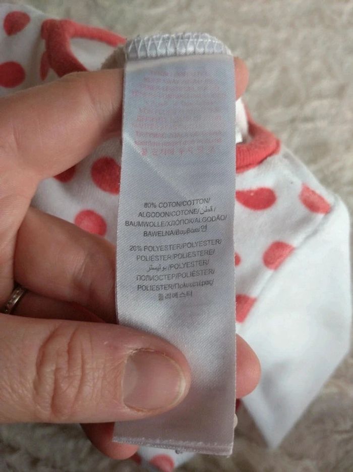 Pyjama grenouillère velours Fille 3 mois à pois et Chat Dpam - photo numéro 8