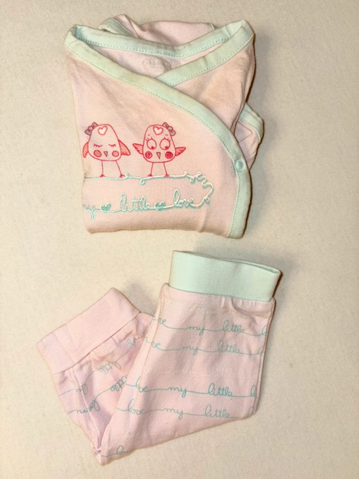 Ensemble 2 pièces bodie et pantalon 1 mois fille - photo numéro 3