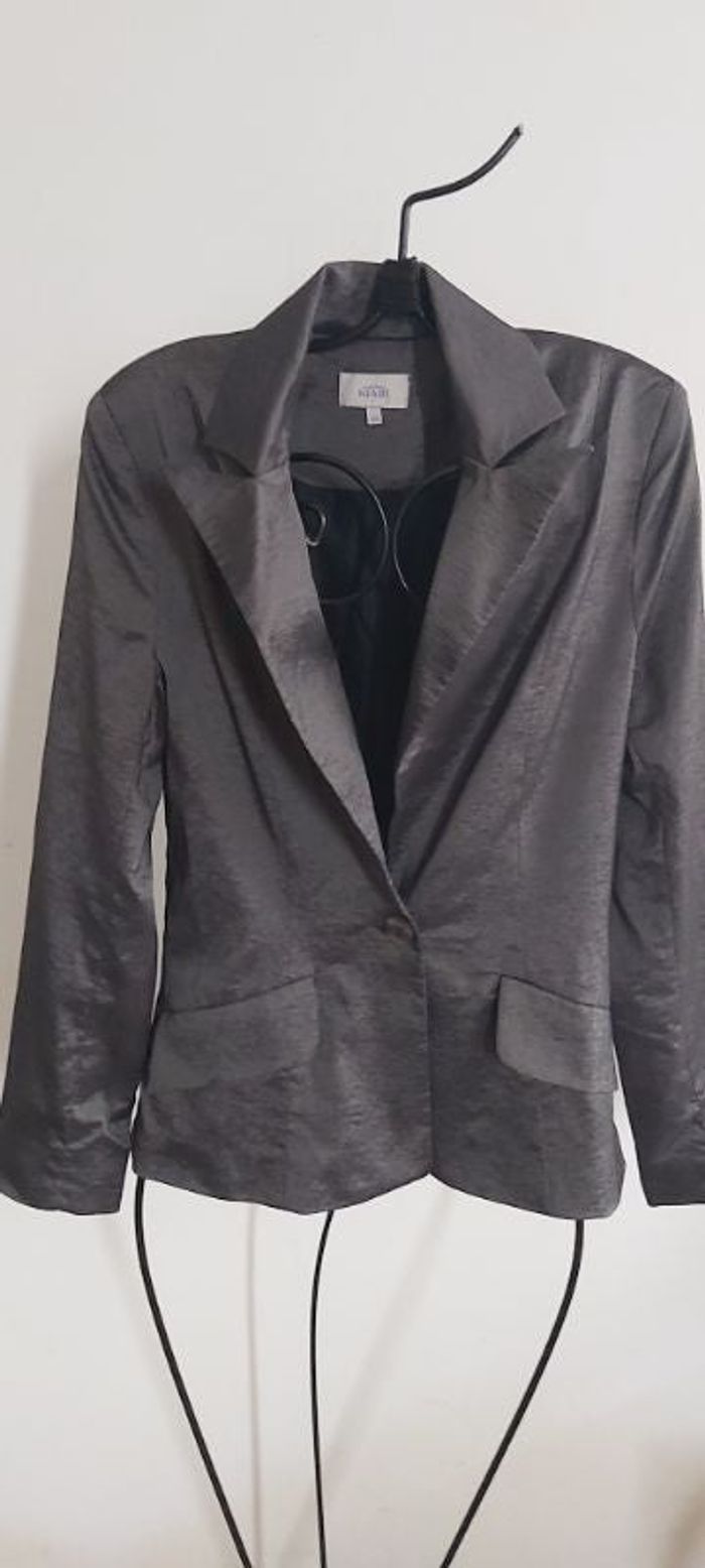Veste blazer reflets gris anthracite argenté