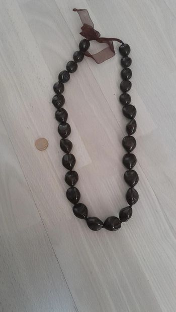 Magnifique sautoir chic réglable marron foncé