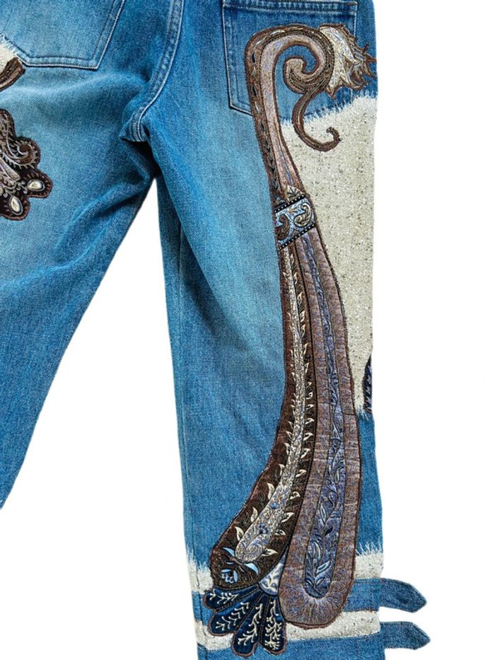 🤎🌿Jean court vintage folk hippie boho 70´s style floral paisley cropped jeans🌿🤎 - photo numéro 15