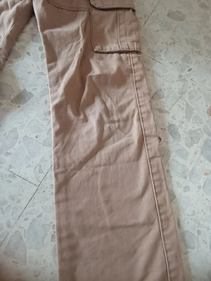 Pantalon jeans cargo beige 10 ans - photo numéro 2