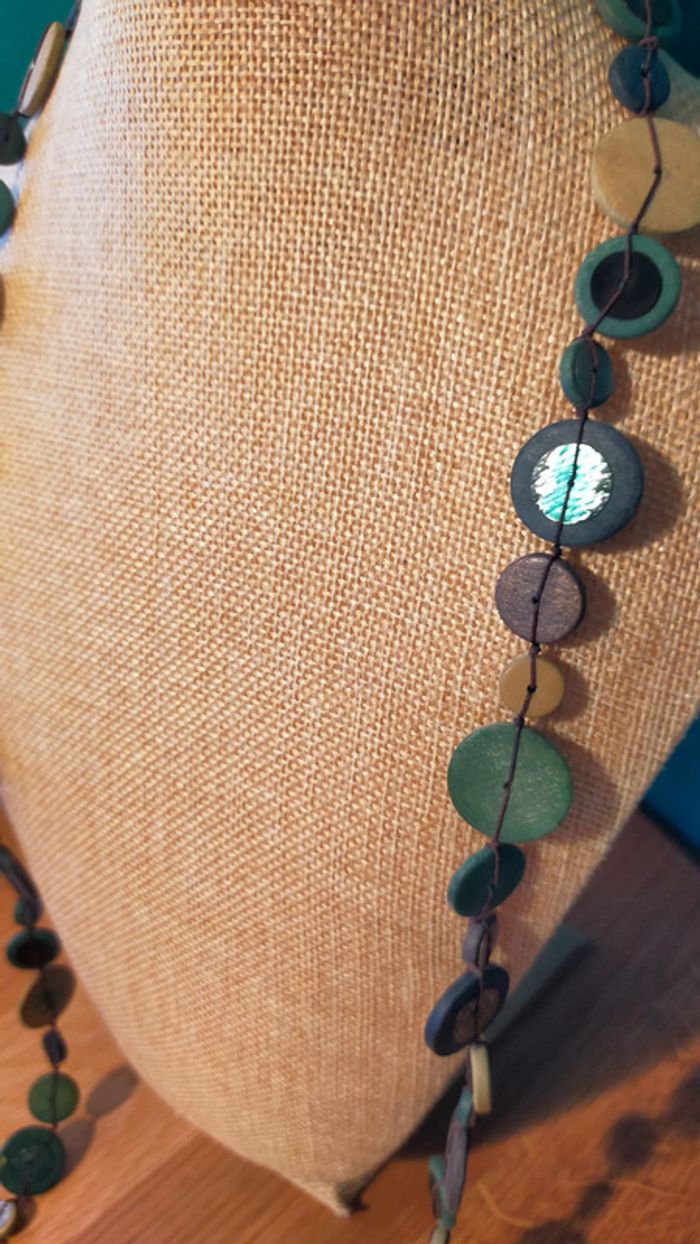 Collier long en pâte polymère – Style ethnique bohème – Collection Terres d’Ailleurs - photo numéro 3