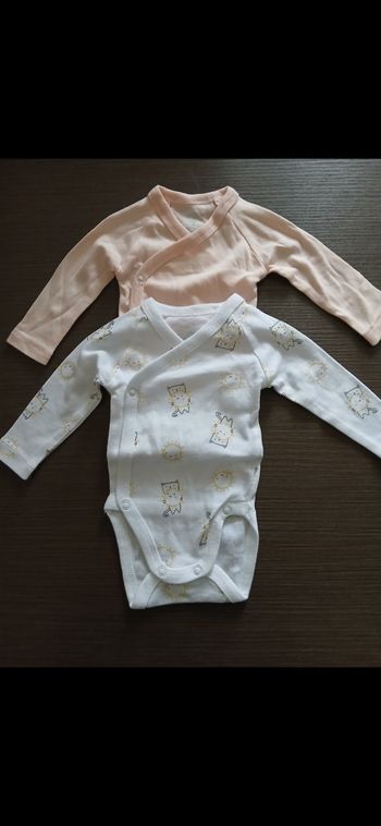 Lot de 2 bodies manches longues fille 0 mois