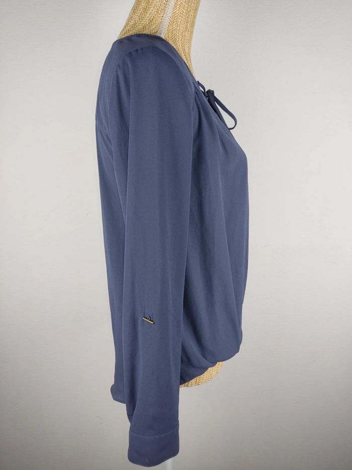 Blouse manches longues col à lacets bleu violet taille 36 C&A neuve - photo numéro 3