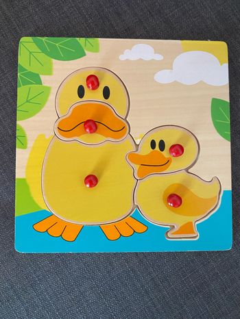 Puzzle poussin jaune  bois
