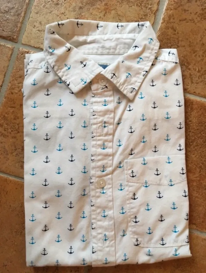 Chemise blanche motifs ancres - photo numéro 2
