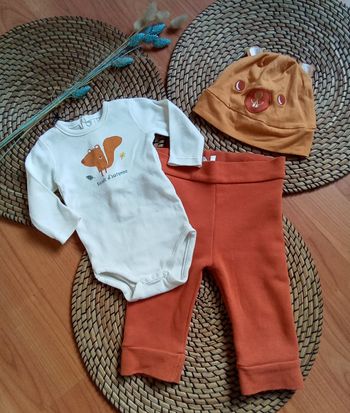 Ensemble pantalon + body + chapeau DPAM 3 mois