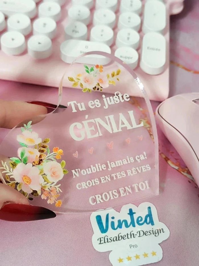 Plaque cœur " Tu es juste Génial " - photo numéro 5
