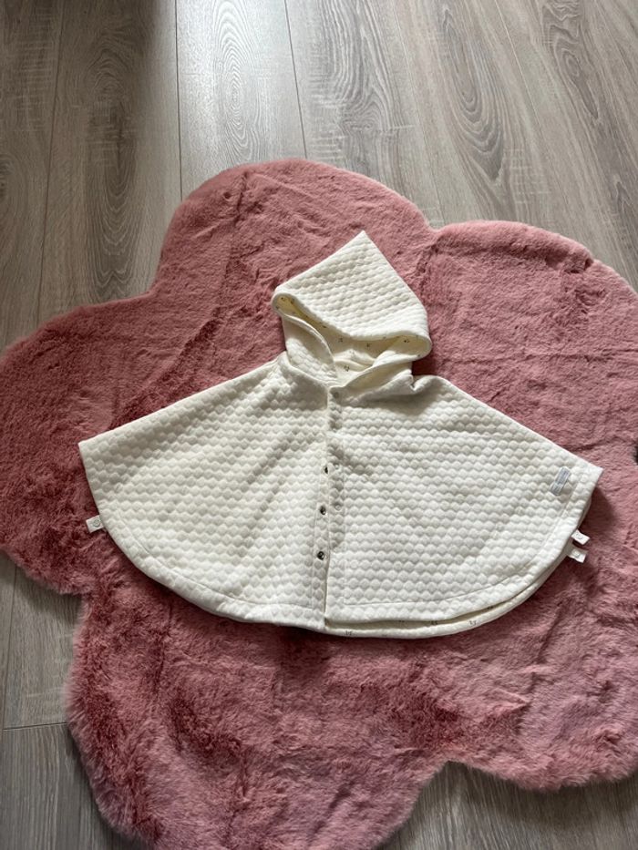 Cape à capuche réversible bébé TU petit Bateau beige