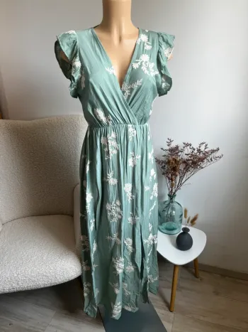 Robe longue taille M/L vert sauge turquoise