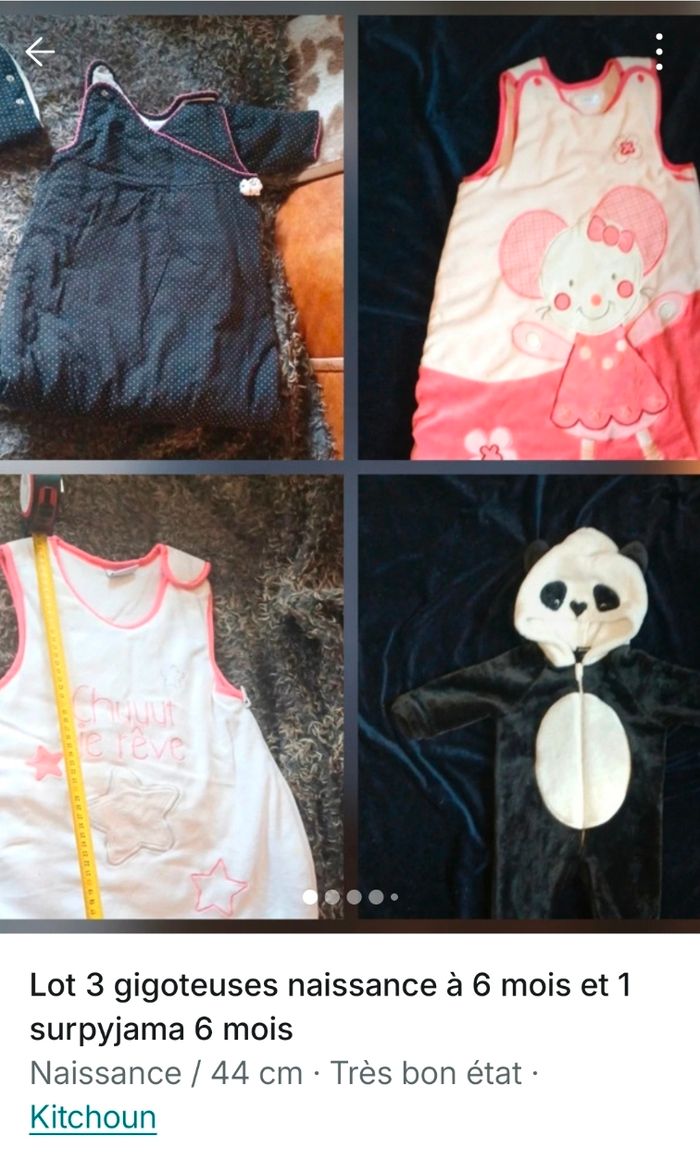 Lot gigoteuses et surpyjama naissance à 6 mois