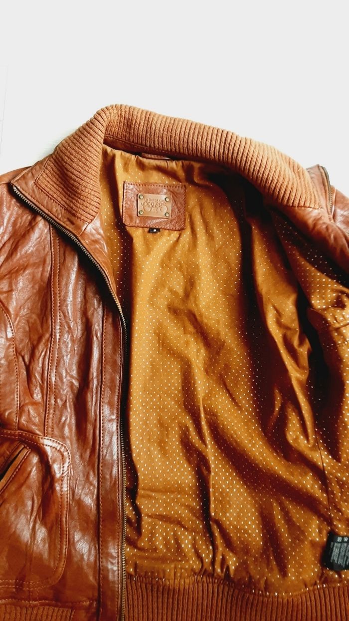 Vêtement femme veste blouson en cuir marron Le temps des Cerises taille S - photo numéro 3