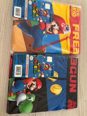 Lot de deux. Freegun, super Mario, taille 12 ans, 14 ans, doublure, 100 % coton, neuf encore dans l’emballage d’origine