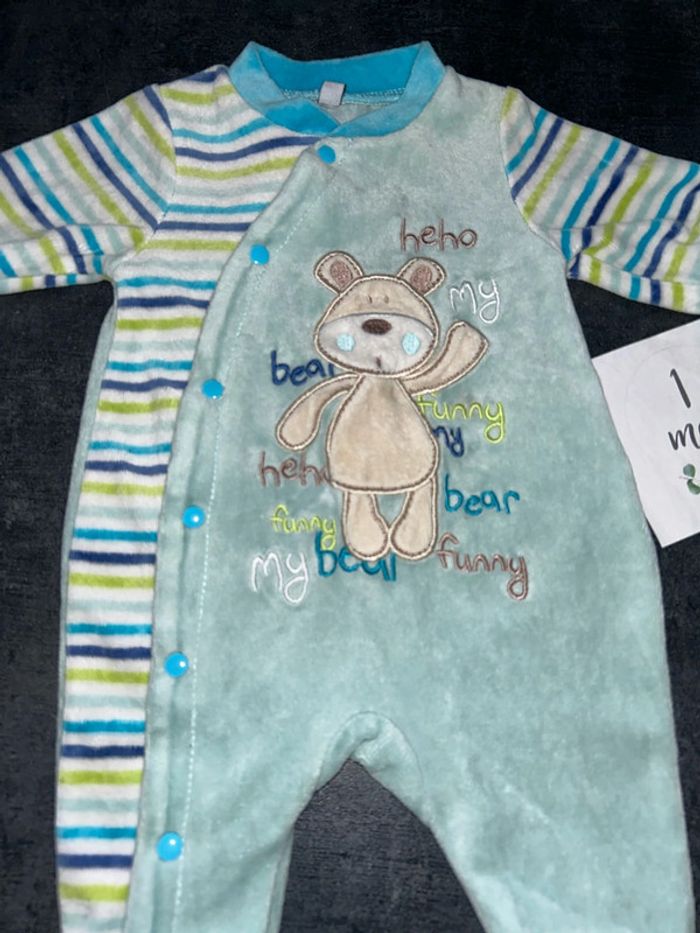 Pyjama bébé ourson et rayures - photo numéro 3